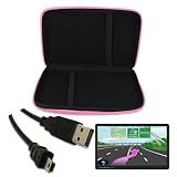 Premium Pink EVA Hard Shell Carrying Case + Clear Screen Protector + USB Data Cable for Garmin Nuvi 1450 1450LMT