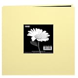 Pioneer 8 Inch by 8 Inch Postbound Fabric Frame Cover Memory Book, Soft Yellow