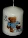 PERSONALISED BABY BOY BLUE TEDDY BEAR CANDLE.