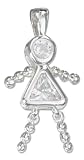 STERLING SILVER APRIL CUBIC ZIRCONIA BIRTHSTONE GIRL PENDANT