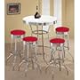 MAN CAVE 4 Red Vinyl Barstools and White Table Set