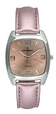 Peugeot Ladies Genuine Leather Pink Metallic Leather Fashion Strap Watch with a Matching Color Dial