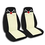 1998 Jeep Wrangler TJ seat covers. Front set of black and cream axe seat covers. by Designcovers
