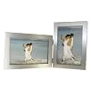 Brushed Aluminium Satin Silver Colour Twin 2 Picture Double Folding Photo Frame Gift - Takes 2 Standard 6 x 4 inch photographs (1 Landscape and 1 Portrait Style)