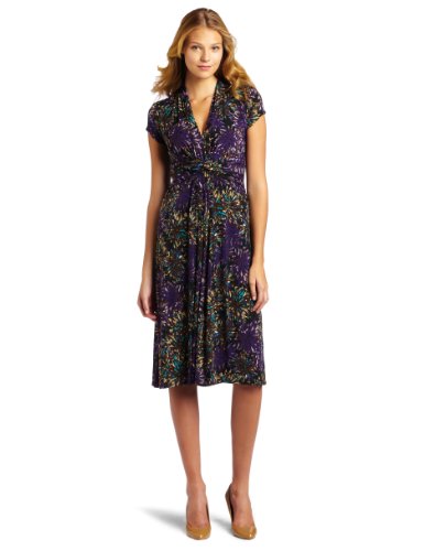 London Times Women's Cap Sleeve Twist Front Dress London Times Women's Cap Sleeve Twist Front Dress