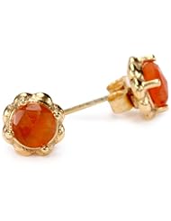 Katie Diamond "Minnie" Carnelian Center Flower Stud Earrings