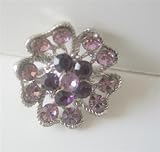 Amethyst Flower Brooch Pin Simulated Light & Dark Amethyst Crystal Pin Brooch New (BRAND NEW)