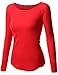 Doublju Womens Long Sleeve Waffle Knit Thermal Top