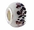 Pandora Style Charm Bead (Z160) Murano Style Lampwork Glass (14mm x 10mm) (fits Troll too) ~ Cow Spots