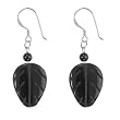 FOJO's Onxy Carved Leaf Earrings