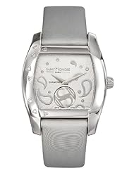 Saint Honore Womens 723086 1AFDN Monceau Tonneau Silver Satin Diamond Watch