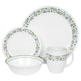 Corelle Livingware 16-Piece Dinnerware Set, Service for 4, Chocolate Mint by Corelle