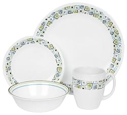 Corelle Livingware 16-Piece Dinnerware Set, Service for 4, Chocolate Mint