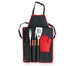 Outdoor Living : Barbecue Apron Tote W/Hat - Black/Red