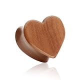 ManoaShark® Holz Herz Tunnel Plug Flesh Piercing Ohr Plugs Orangic Wood 8 - 12 mm