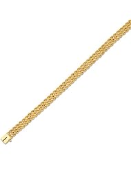 14K 08" Yellow Gold 7.0mm Polish Diamond Cut Multi Line Rope Chain With Box Catch Clasp