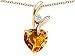 1.95 cts 925 Sterling Silver 14K Yellow Gold Plate Genuine Heart Shaped Citrine Pendant