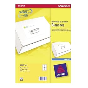 Avery Quick DRY Addressing Labels Inkjet 8 per Sheet 99.1x67.7mm White Ref J8165-25 [200 Labels]