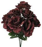 41N2FdaS91L. SL160  Silk Roses   Artificial Planter Rose Bush with Vein Burgundy