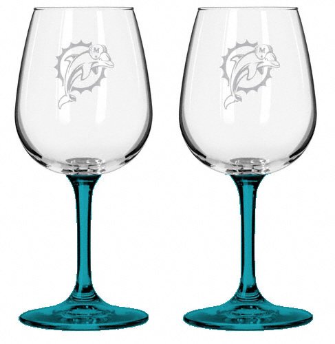 NFL Miami Dolphins 12.75-Ounce Wine Glass Set