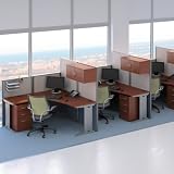 Bush Office-in-an-Hour L-Shaped Triple Workstation Computer Desk with Storage - BHI681