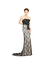 Strapless Sequined Beaded Lace  Ruched Crystal Sleeveless Empire   Waistline Full Length Polyester/Taffeta Sheath Evening Dress/Prom Dress/Party Dress  with a Brush/Sweep Train  With a Bow(s)