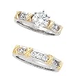14K Two-Tone Gold Diamond Wedding Set Semimount - CENTER STONE NOT INCLUDED - 0.60 Ct.