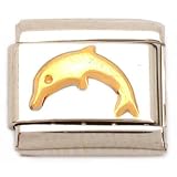 Jumping Dolphin Italian Charm Gold Plated Bracelet 9mm