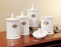 Set of 4 Canisters with French Design in White Finish