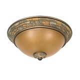 Buy 2 CFL Flush Mount Ceiling Fixture - Dorado Bronze Sepia Colored Glass - Energy...