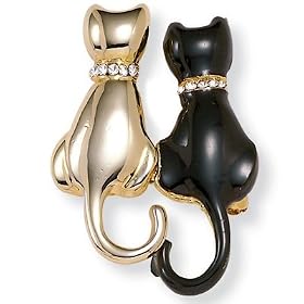 Crystal Double Cat Pin