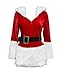 bslingerie Christmas Santa Girl Women Mrs. Claus Costume Outfit (M, White)