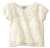 Lucky Brand Girls 2-6X Lace Crochet Top With Tank, Beige, 4T
