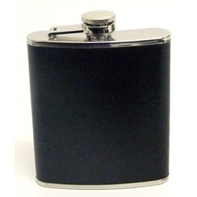 STAINLESS STEEL BLACK HIP FLASK WITH PU LEATHER WRAPPED