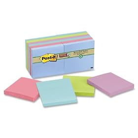 Post-it Recycled Super Sticky 3 x 3 Notes Tropical Colors, 12/pk
