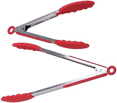 Soup Ladles Stainless Steel Silicone Food Tong Kitchen BBQ Salad Cooking Clip cooking utensils outdoor 2Pcs 9" + 12"