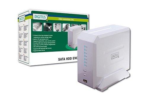 DIGITUS HDD Gehaeuse NAS fuer 2SATA HDD 8,9cm 3,5Zoll Gigabit Ethernet 2xUSB2.0 Preisvergleich