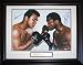 Matted & Framed Classic 16 x 20 Signed Photo of Legends Muhammad Ali & Joe Frazier Squaring Off With Heavy Bag Training Gloves.