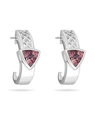 1.33 Cts of 6 mm Trillion Pink Tourmaline Earrings in 10K White Gold