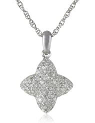 Yellow Gold Plated Sterling Silver Flower Diamond Pendant Necklace (1/4 cttw, I-J Color, I2-I3 Clarity), 18"
