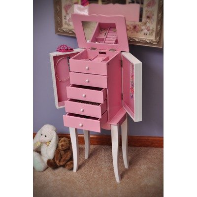 Mele & Co. Louisa Girl's Jewelry Armoire in Pink and White
