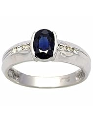 14K White Gold Sapphire and Diamond Ring -- LIFETIME WARRANTY