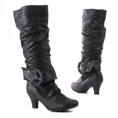 Damen Schuhe, STIEFEL, RIEMCHEN, A167-1, Synthetik in hochwertiger Leder Optik, Schwarz, Gr 36