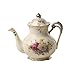 Flowering Shrubs Image Ivory Ceramic Tea Pot,Floral Vintage Teapot,29oz