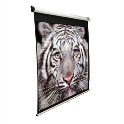 Best Price Elite Screens Manual Pull Down Projection Screen, 16:9 Aspect Ratio-120in (Matte White), 24inch Black Drop