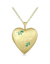 Heart Design Polished Finish Pendant Necklace With Mom Engraving For Women 14K Yellow Gold Vermele