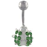 Pugster Belly Navel Ring Light Green Crystal Ladybug Belly Navel Ring Body Jewelry