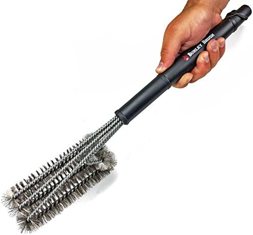 Burley Brush® 3X Stainless Grill Brush, Ultimate Cleaning Brush for your BBQ Grill, Heavy Duty Long 18" Handle Protects Hands - Works great with all Grills, Makes Great Gift or Stocking Stuffer!