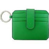 Kelly Green and Violet Baekgaard Genuine Leather Key Ring Mini Card Case Wallet