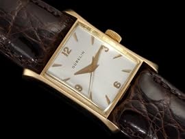 1950's GUBELIN Mens Midsize Vintage Watch, Hourglass Style - 18K GOLD